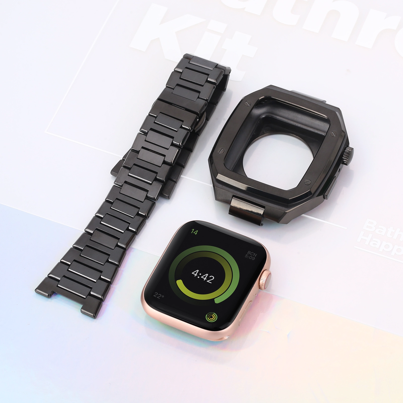 CBIW457 Luxury Stainless Steel Case + Band For Apple Watch 38mm 40mm 42mm 44mm