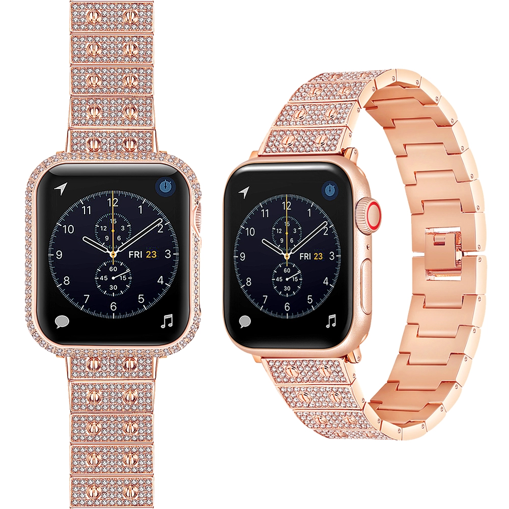 CBIW459 Apple Watch Serisi için Rhinestone Metal Bantları 6 5 4 3 Akıllı İzle Sapanlar Metal Çerçeve