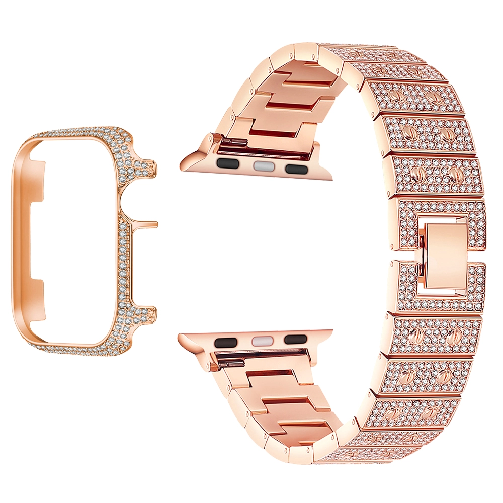 CBIW459 Apple Watch Serisi için Rhinestone Metal Bantları 6 5 4 3 Akıllı İzle Sapanlar Metal Çerçeve