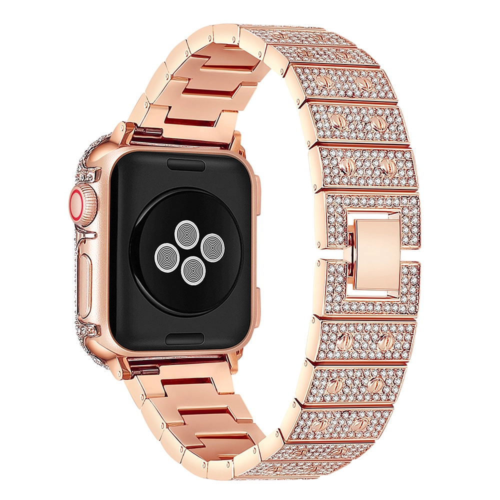 CBIW459 Apple Watch Serisi için Rhinestone Metal Bantları 6 5 4 3 Akıllı İzle Sapanlar Metal Çerçeve