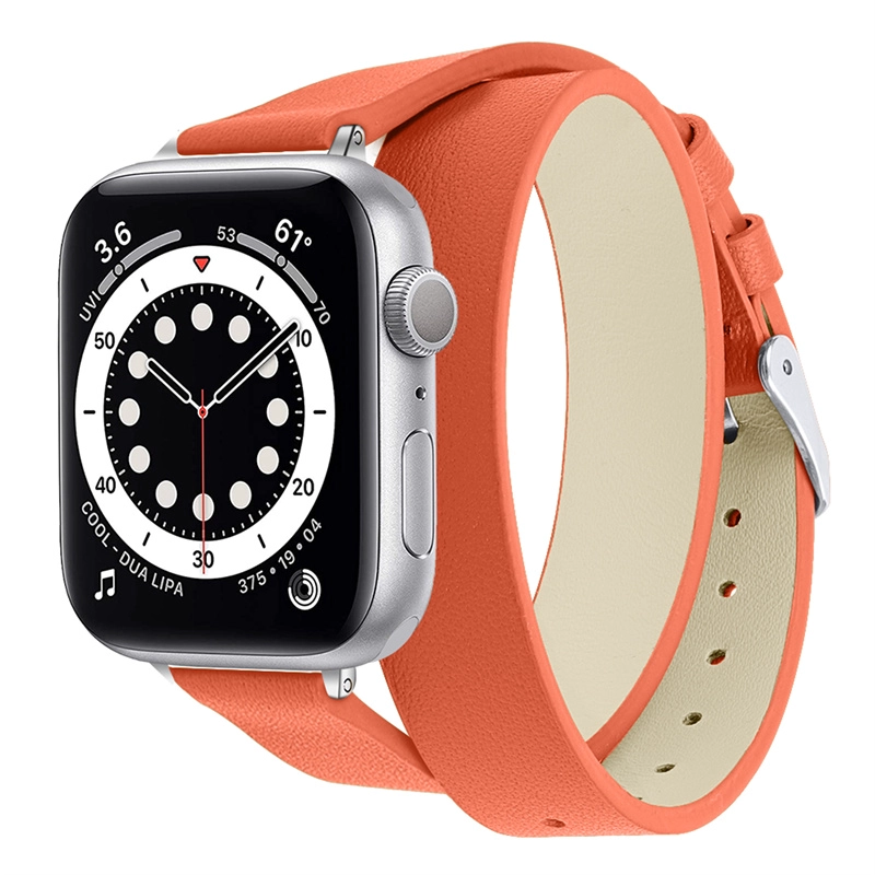 CBIW467 Double Tour Echtes Leder-Uhr-Wickelgurte für Apple-Uhr 38/40/41mm 42/44 / 45mm