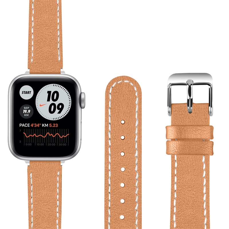 CBIW468 Banda de reloj de cuero genuino para Apple Iwatch Series 7 6 5 4 3 2 1 SE