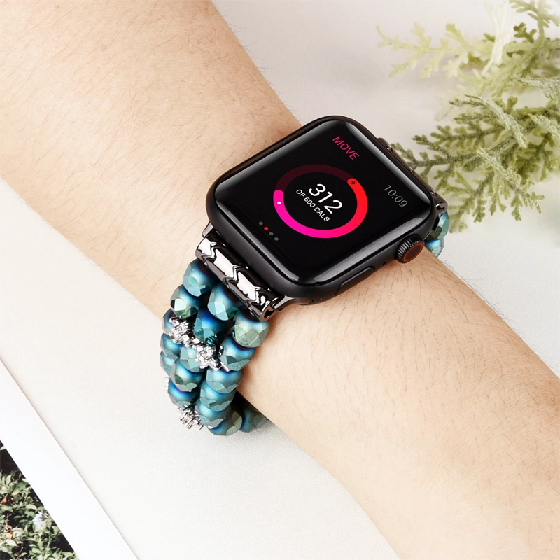 CBIW470 Bling Bling Beads Pulsera de joyería Correa de reloj para Apple Watch 41mm 45mm 40mm 38mm 42mm 44mm