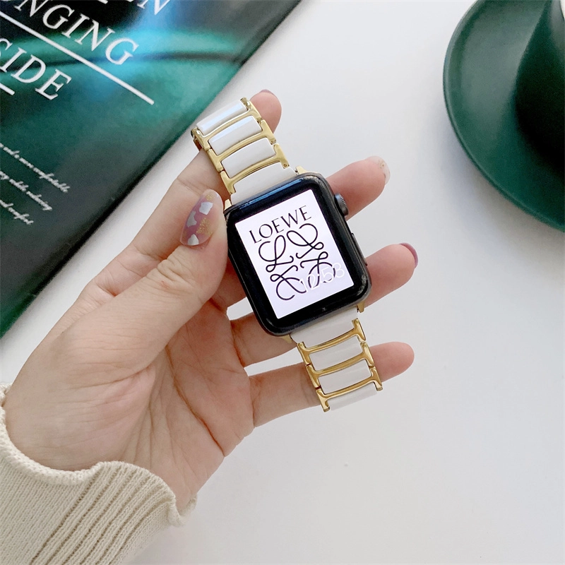 CBIW472 Edelstahl-Keramik-Uhr-Uhr-Band-Strap für Apple Watch 06.05.4.4/3/2/1