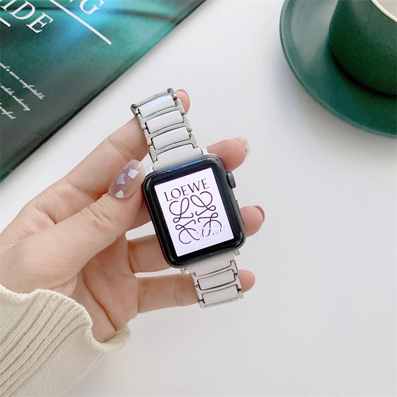 CBIW472 Edelstahl-Keramik-Uhr-Uhr-Band-Strap für Apple Watch 06.05.4.4/3/2/1