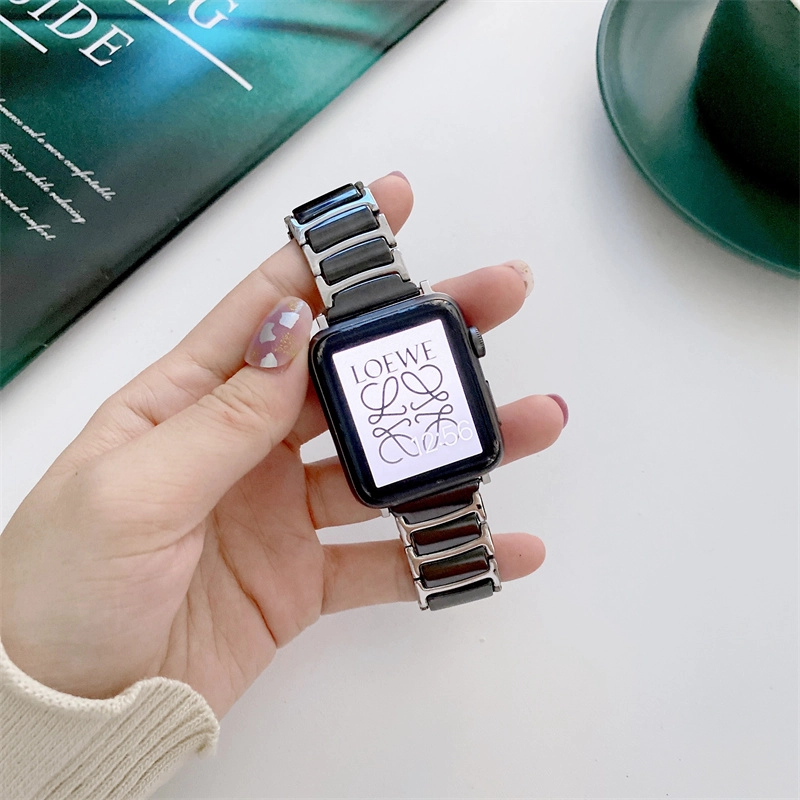 CBIW472 Edelstahl-Keramik-Uhr-Uhr-Band-Strap für Apple Watch 06.05.4.4/3/2/1