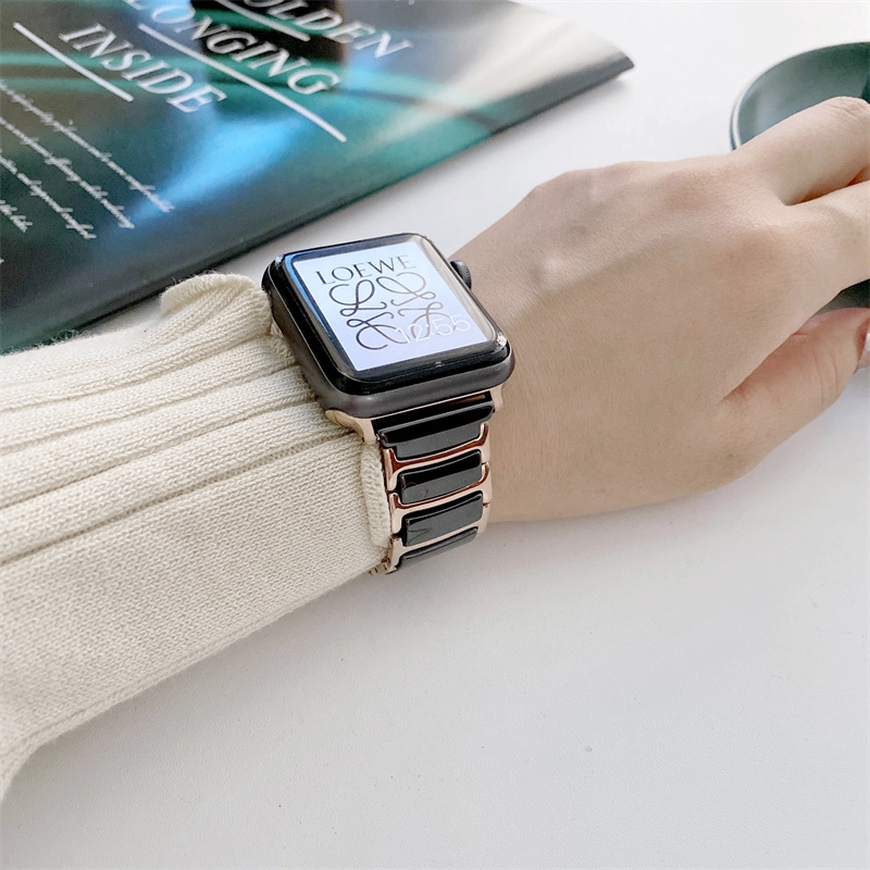 CBIW472 Edelstahl-Keramik-Uhr-Uhr-Band-Strap für Apple Watch 06.05.4.4/3/2/1