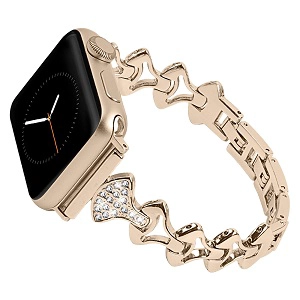 CBIW48 Banda de reloj de acero inoxidable con diamantes de imitación para Apple Watch