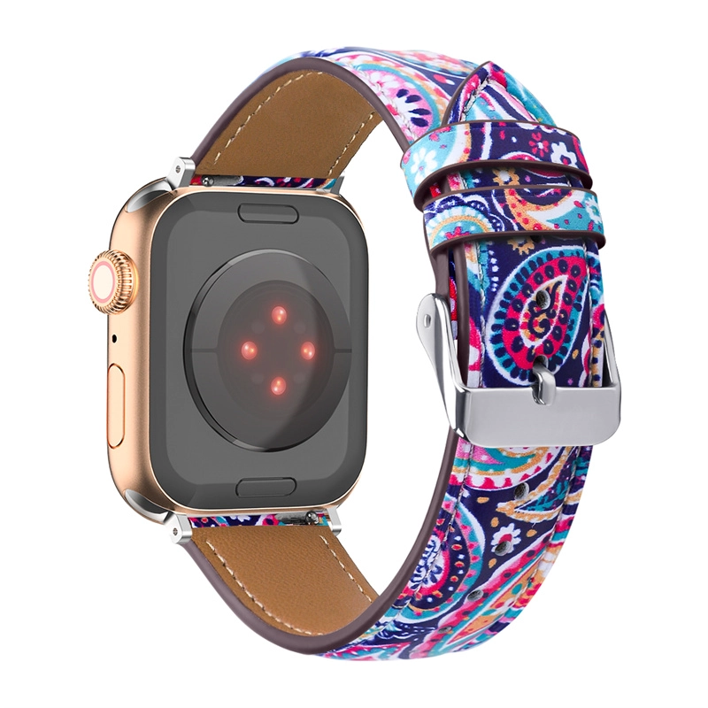 Cebado de correa de cuero CBIW490 Smart Watch para Apple Watch 7 6 5 4 3 2 1