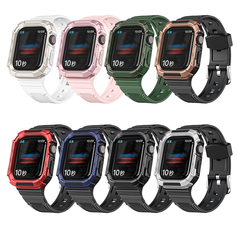 CBIW498 Strap de banda de vigilancia TPU Rugged para Apple Watch Series 7 41 mm de 45 mm estuche y banda