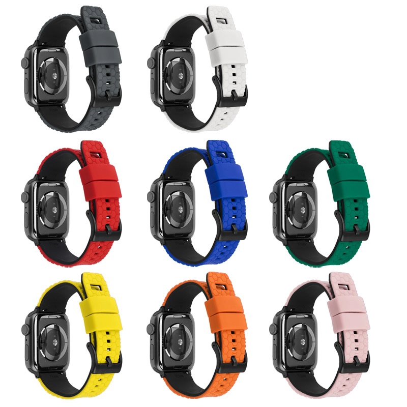 CBIW499デュアルカラーラバーシリコーンウォッチバンド用Apple Watch 38 42 40 44 41 45 mm