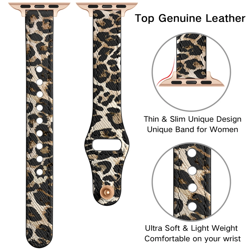 CBIW510 Top Grain Real Leather Watch Band para Apple Watch Ultra Series 8 7 SE 6 5 4 3