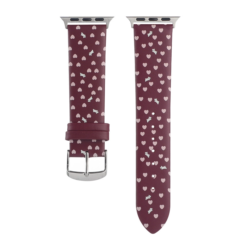 CBIW513 Modèle imprimé Band de montre en cuir authentique pour Apple Watch Series 7 SE 6 5 4 3 2 1