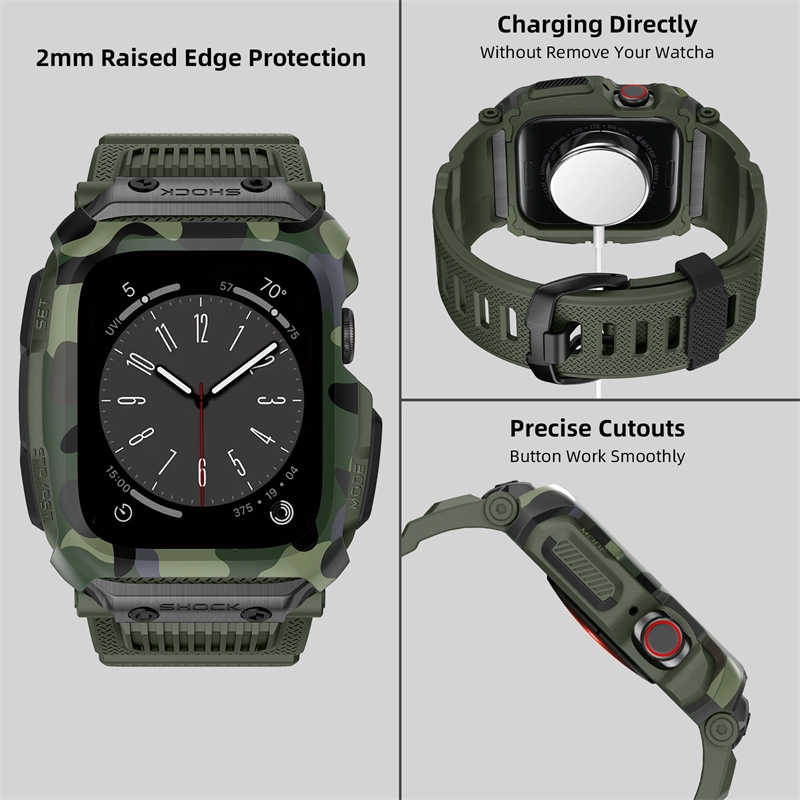 CBIW543 Sport Rugged TPU Watch Band y estuche para Apple Watch Series 8 7 6 5 4 3 42 mm 44 mm 45 mm
