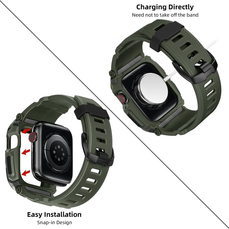 CBIW543 Sport Rugged TPU Watch Band y estuche para Apple Watch Series 8 7 6 5 4 3 42 mm 44 mm 45 mm