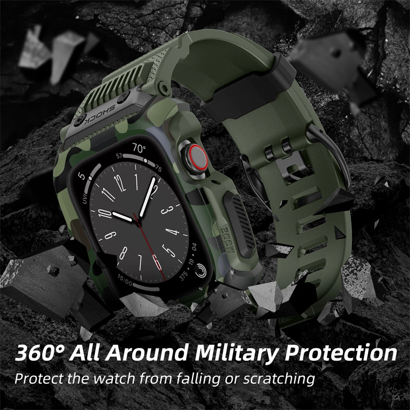CBIW543 Sport Rugged TPU Watch Band y estuche para Apple Watch Series 8 7 6 5 4 3 42 mm 44 mm 45 mm