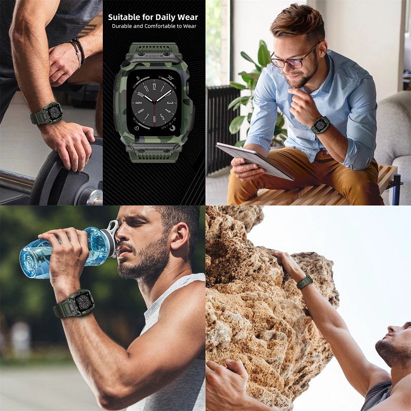 CBIW543 Sport Rugged TPU Watch Band y estuche para Apple Watch Series 8 7 6 5 4 3 42 mm 44 mm 45 mm