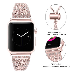 Bandas de reloj CBIW78 Dressy Diamond Cuff para Apple Watch 38mm 42mm 40mm 44mm