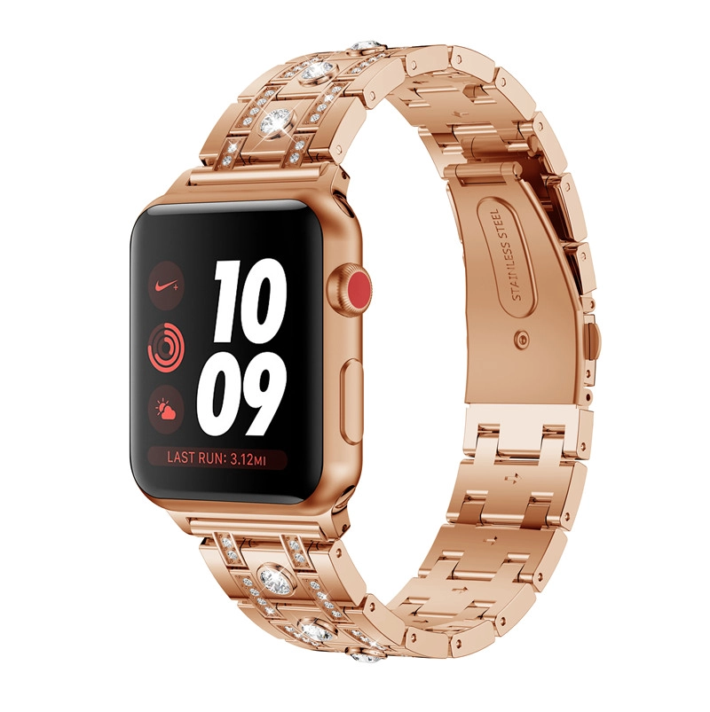 CBIW903 Apple Watch Moda Hombres Mujeres Cristal Acero inoxidable Band