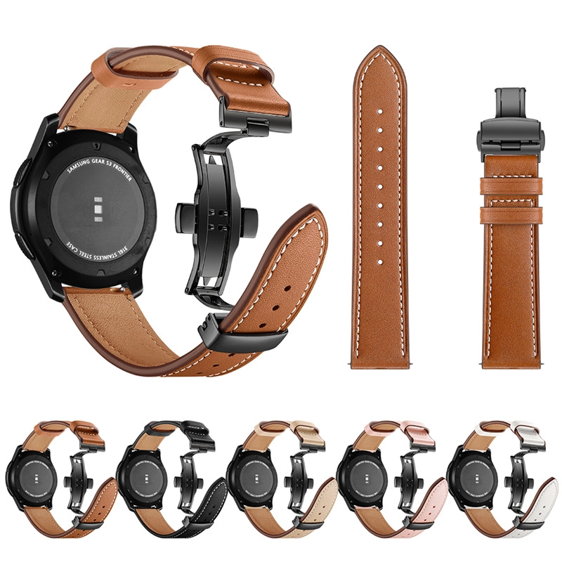 CBSG1006 Trendybay Butterfly Buckle Correa de reloj de cuero de grano superior vintage para Samsung Gear S3