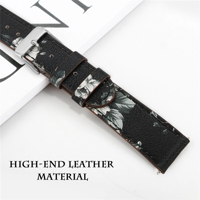 CBSW28 Floral Printed Genuine Leather Watch Band For Samsung Galaxy Watch Active