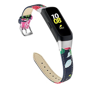 CBSW43 Blume gedruckt Leder Uhrenarmband für Samsung Galaxy Fit R370