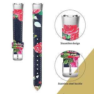 CBSW43 Blume gedruckt Leder Uhrenarmband für Samsung Galaxy Fit R370