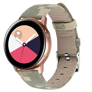 CBSW49 Canvas Leather Watch Band For Samsung Galaxy Watch Active 42mm 46mm