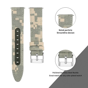 CBSW49 Canvas Leather Watch Band For Samsung Galaxy Watch Active 42mm 46mm