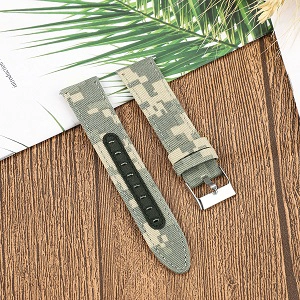 CBSW49 Canvas Leather Watch Band For Samsung Galaxy Watch Active 42mm 46mm