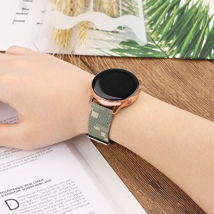 CBSW49 Canvas Leather Watch Band For Samsung Galaxy Watch Active 42mm 46mm