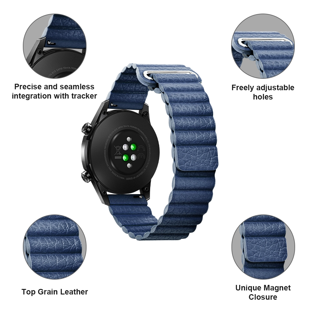 CBSW79 Banda de reloj de cuero genuino con bucle magnético de liberación rápida para Samsung Galaxy Watch3 45 mm 41 mm R850 R840