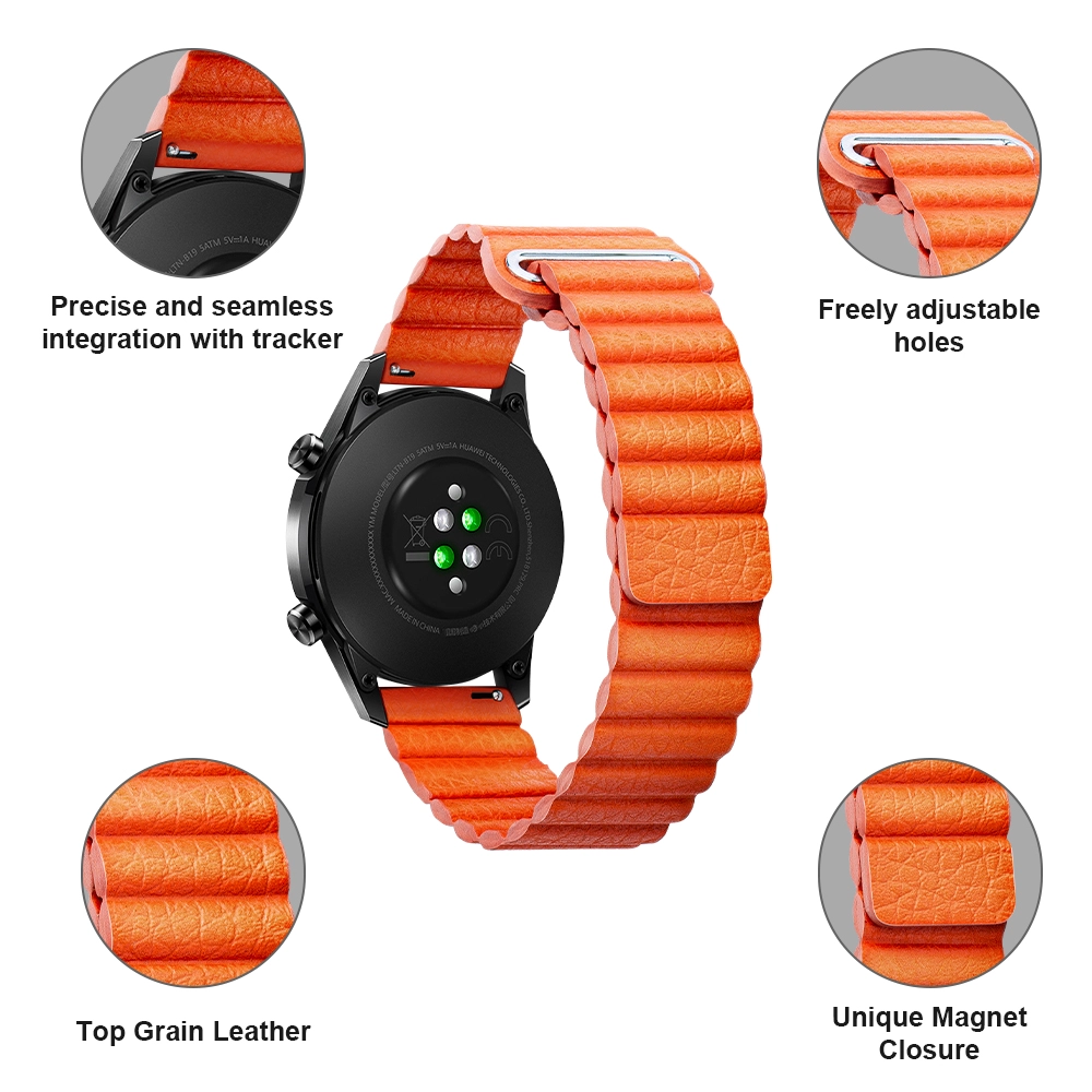 CBSW79 Banda de reloj de cuero genuino con bucle magnético de liberación rápida para Samsung Galaxy Watch3 45 mm 41 mm R850 R840