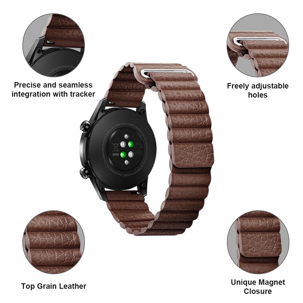 CBSW79 Banda de reloj de cuero genuino con bucle magnético de liberación rápida para Samsung Galaxy Watch3 45 mm 41 mm R850 R840