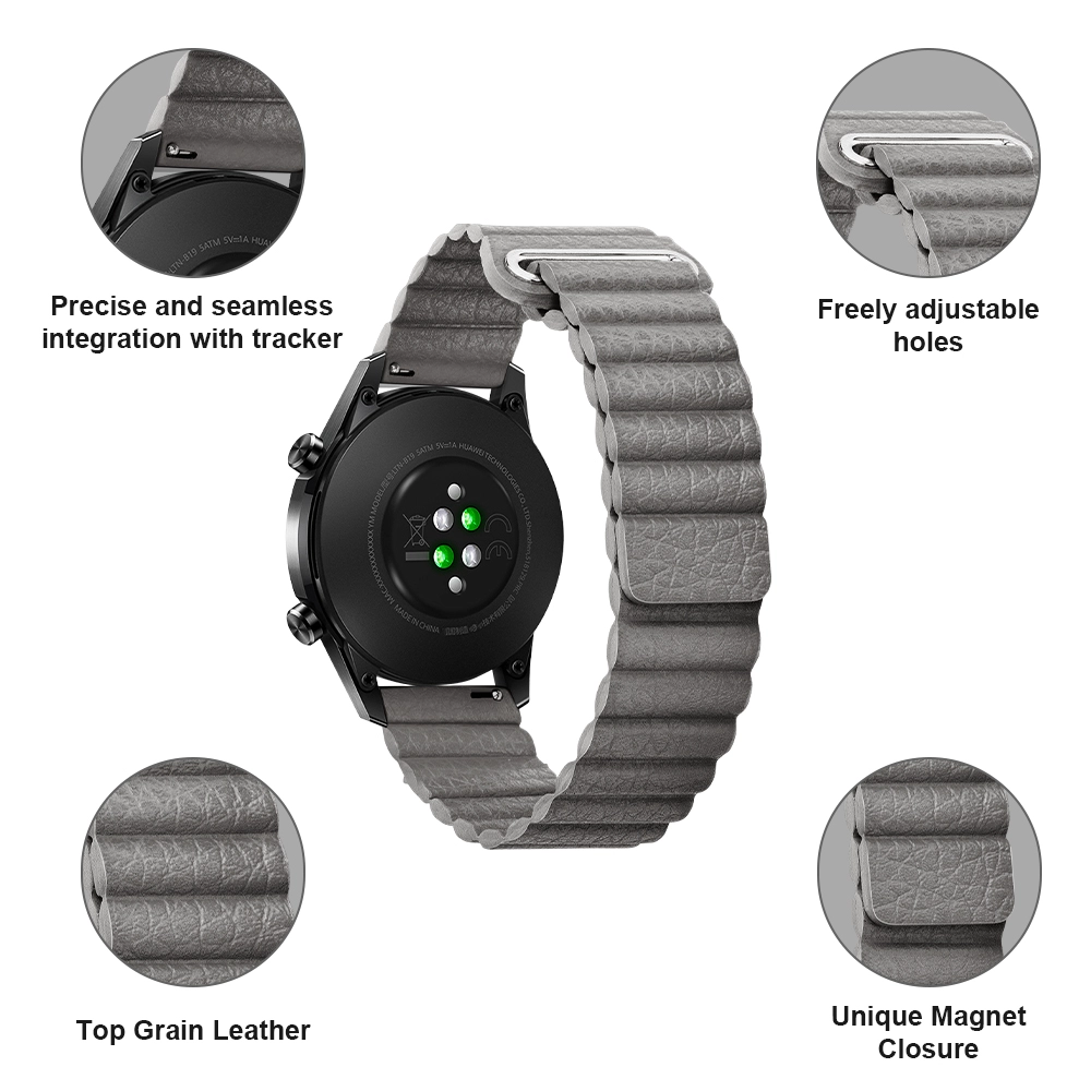 CBSW79 Banda de reloj de cuero genuino con bucle magnético de liberación rápida para Samsung Galaxy Watch3 45 mm 41 mm R850 R840
