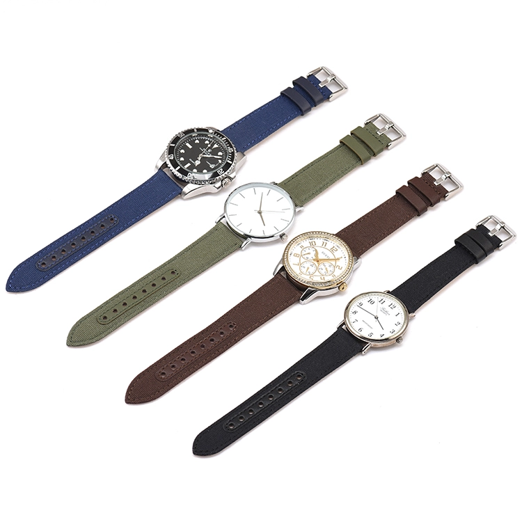 CBUS103 Custom 18mm 20mm 22mm 24mm Quick Release Wrist Strap Genuine Leather Canvas Watch Band