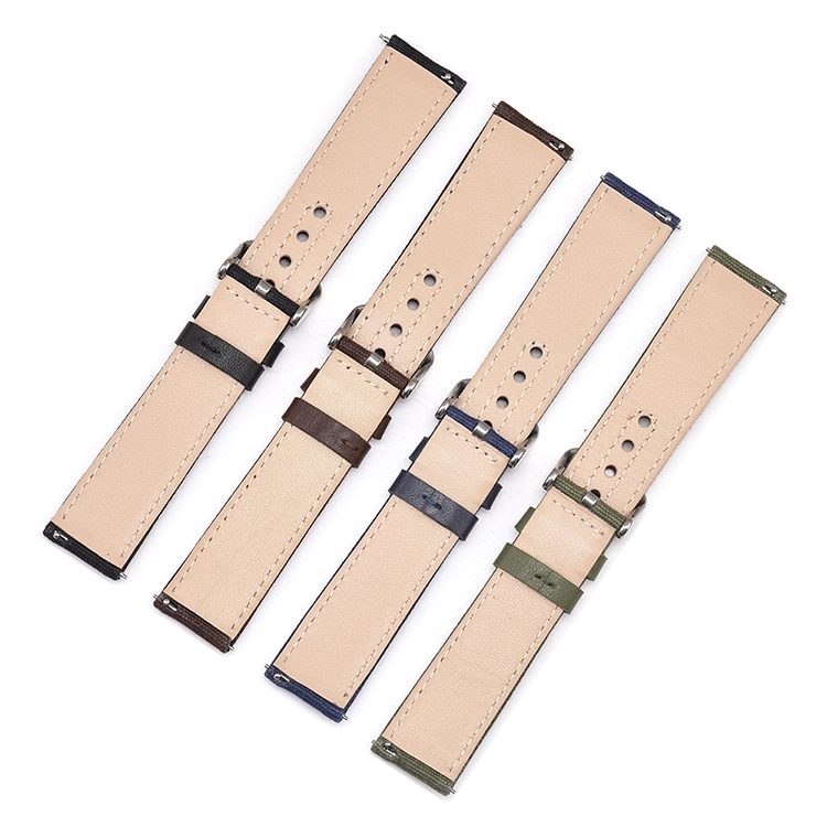 CBUS103 Custom 18mm 20mm 22mm 24mm Quick Release Wrist Strap Genuine Leather Canvas Watch Band