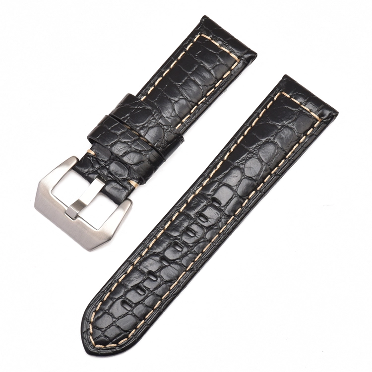 CBUS302-PDH3 Wholesale 22mm 24mm 26mm Black Brown Crocodile Pattern Genuine Leather Watch Strap