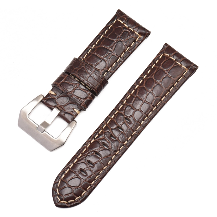 CBUS302-PDH3 Wholesale 22mm 24mm 26mm Black Brown Crocodile Pattern Genuine Leather Watch Strap