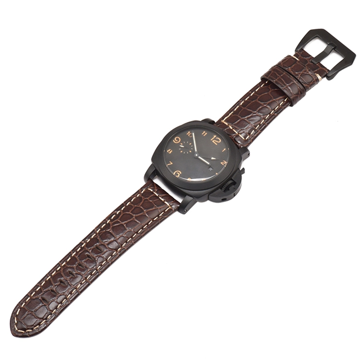 CBUS302-PDH3 Wholesale 22mm 24mm 26mm Black Brown Crocodile Pattern Genuine Leather Watch Strap