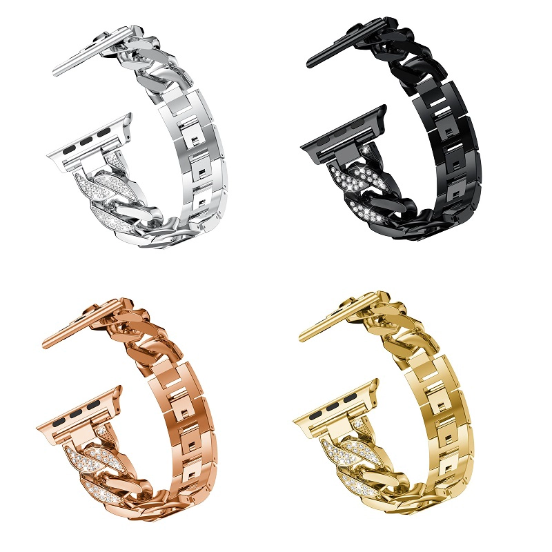 CBWB67 Trendybay Luxury lega cinturino in metallo con cinturino in diamanti per Apple Watch