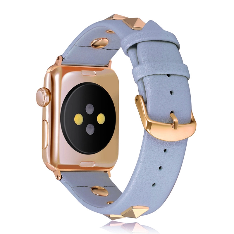 Cinghia di ricambio in vera pelle rivetto moda Trendybay CBWB69 per Apple Watch