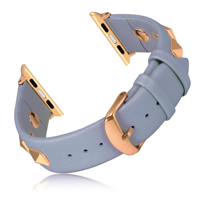 Cinghia di ricambio in vera pelle rivetto moda Trendybay CBWB69 per Apple Watch