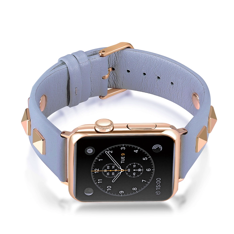 Cinghia di ricambio in vera pelle rivetto moda Trendybay CBWB69 per Apple Watch
