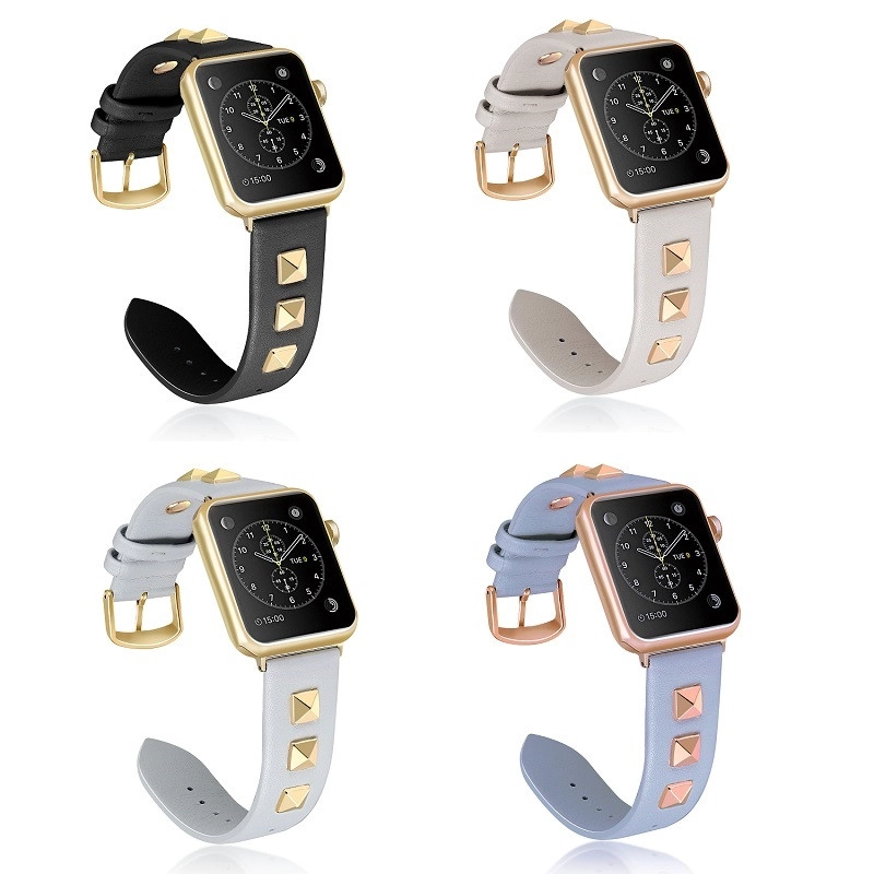 Cinghia di ricambio in vera pelle rivetto moda Trendybay CBWB69 per Apple Watch