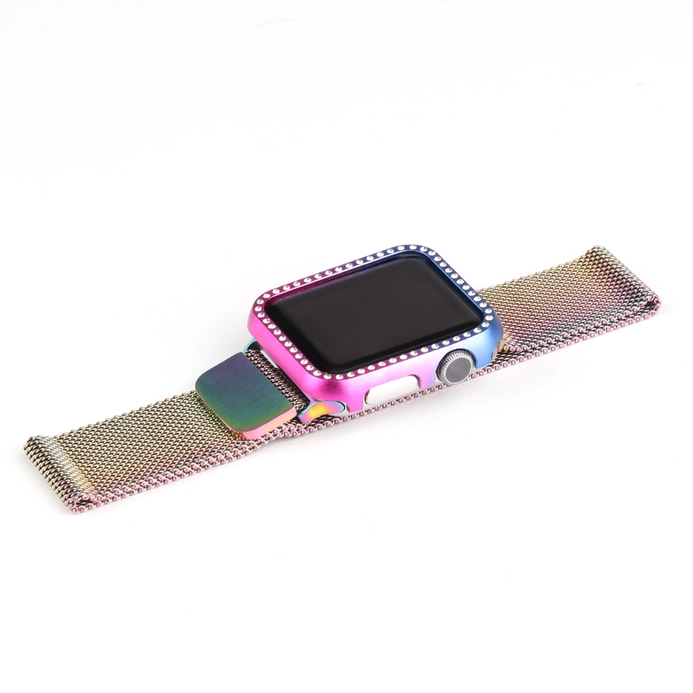 CBWC10 Gradient Aluminum Alloy Metal Diamond Bumper Protective Case For Apple Watch Cover