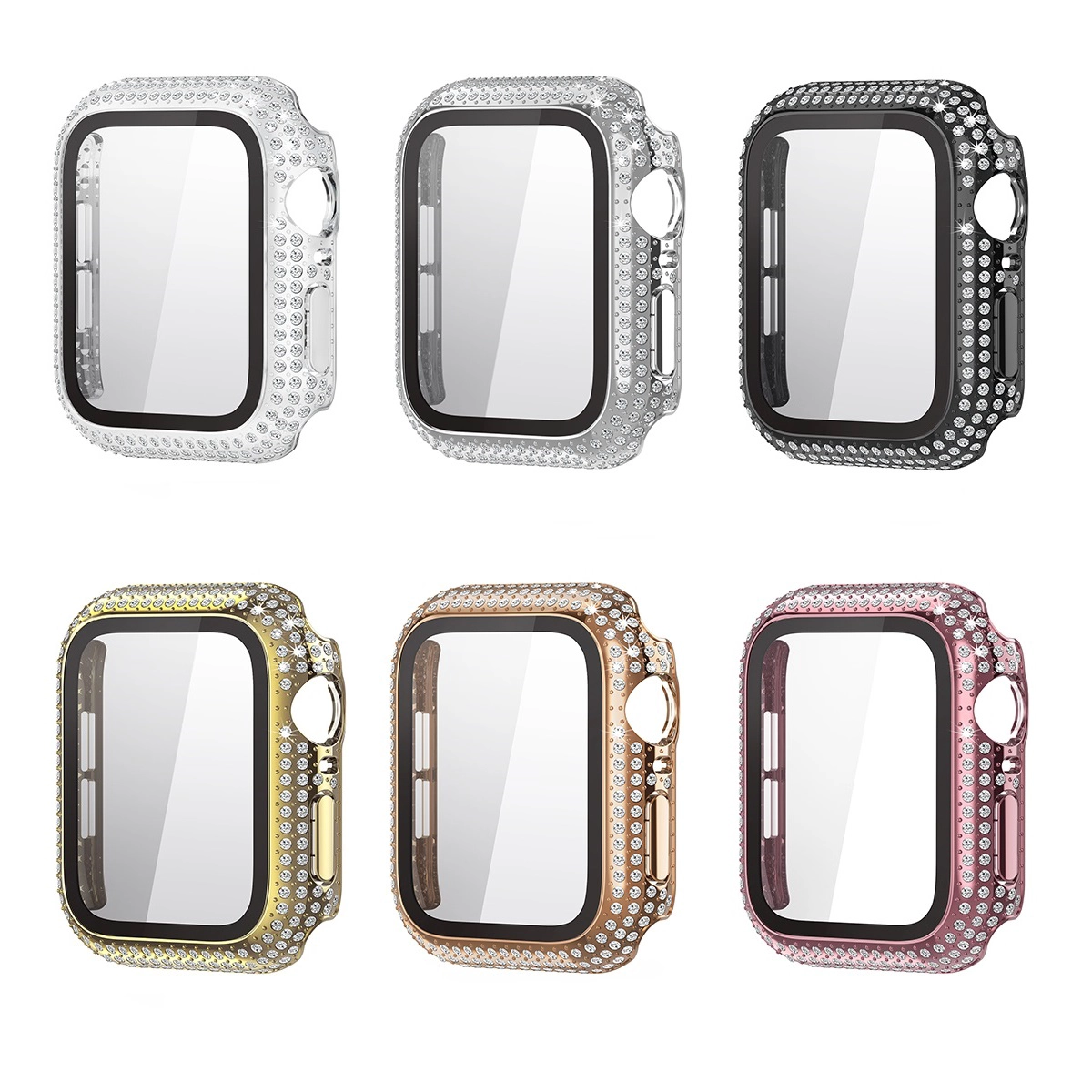 CBWC12 Lüks Bling Rhinestone Elmas Plastik İzle Kılıf Apple İzle Aksesuarları IWatch Case Kapak Için
