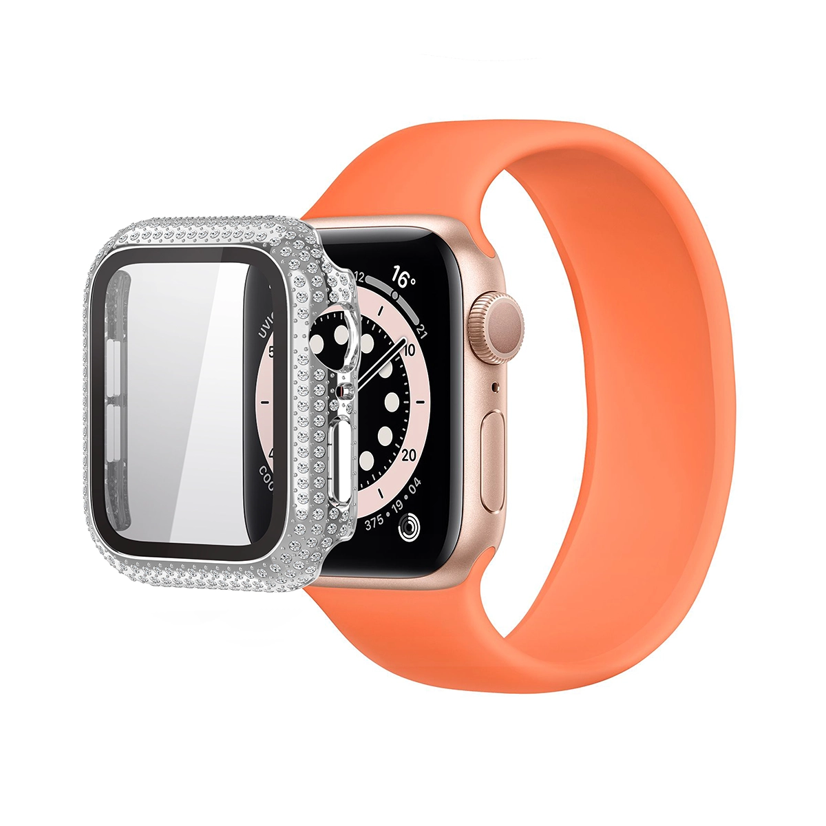 CBWC12 Lüks Bling Rhinestone Elmas Plastik İzle Kılıf Apple İzle Aksesuarları IWatch Case Kapak Için
