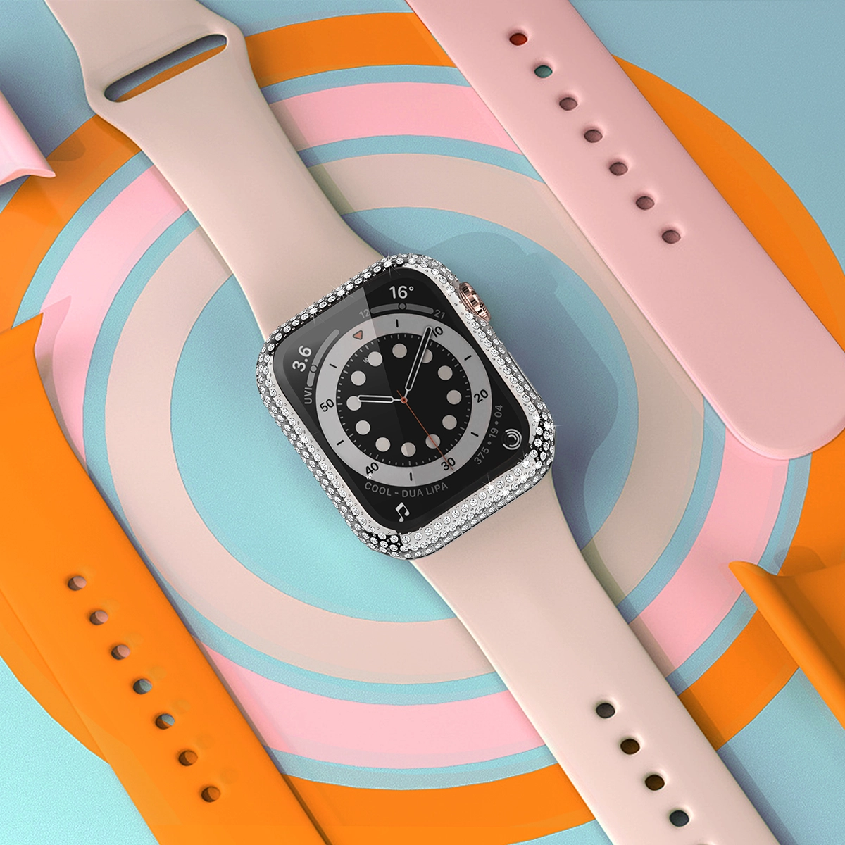 CBWC12 Lüks Bling Rhinestone Elmas Plastik İzle Kılıf Apple İzle Aksesuarları IWatch Case Kapak Için