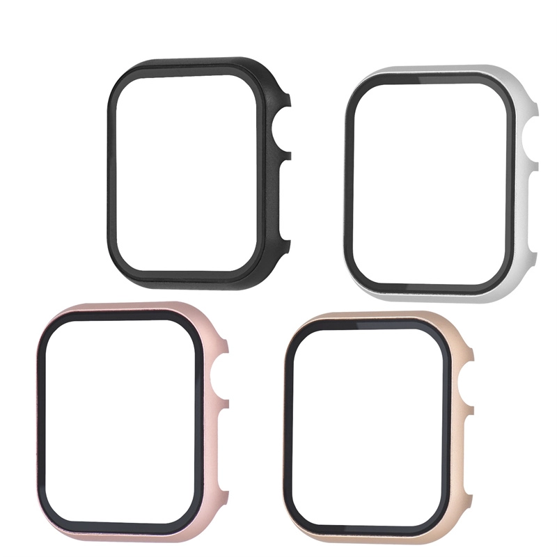CBWC21 Tempered Glass Full Screen Protector Metal Watch Case For Apple Watch Series 7 41mm 45mm